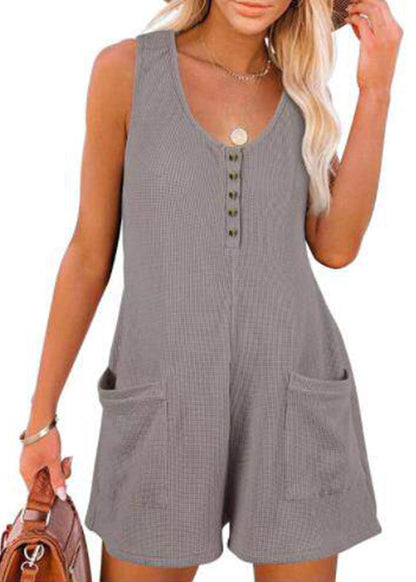 Dam Jumpsuit Casual Patchwork med Fickor 1