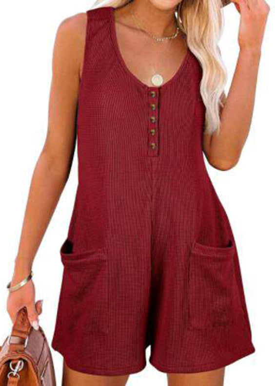 Dam Jumpsuit Casual Patchwork med Fickor 2