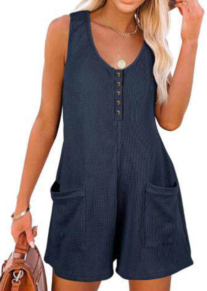 Dam Jumpsuit Casual Patchwork med Fickor 3