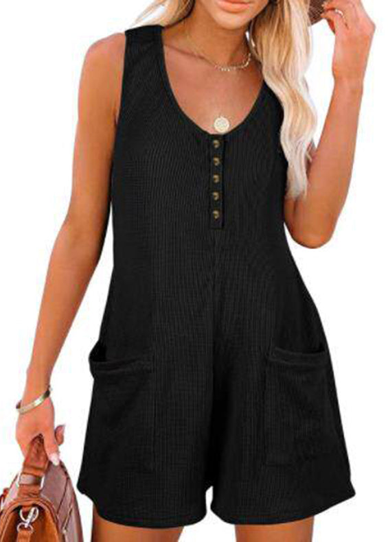 Dam Jumpsuit Casual Patchwork med Fickor 4
