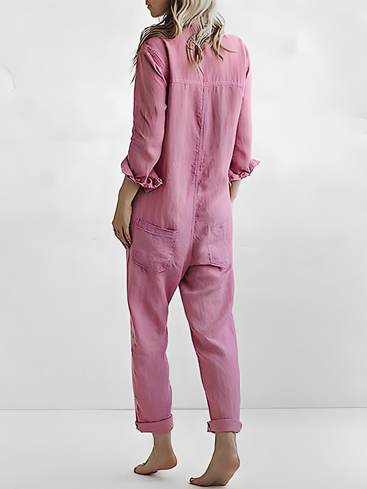 Dam Jumpsuit Med Polokrage och Kokerbyxor i Polyester 3
