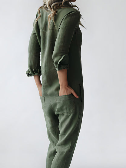 Dam Jumpsuit Med Polokrage och Kokerbyxor i Polyester 5