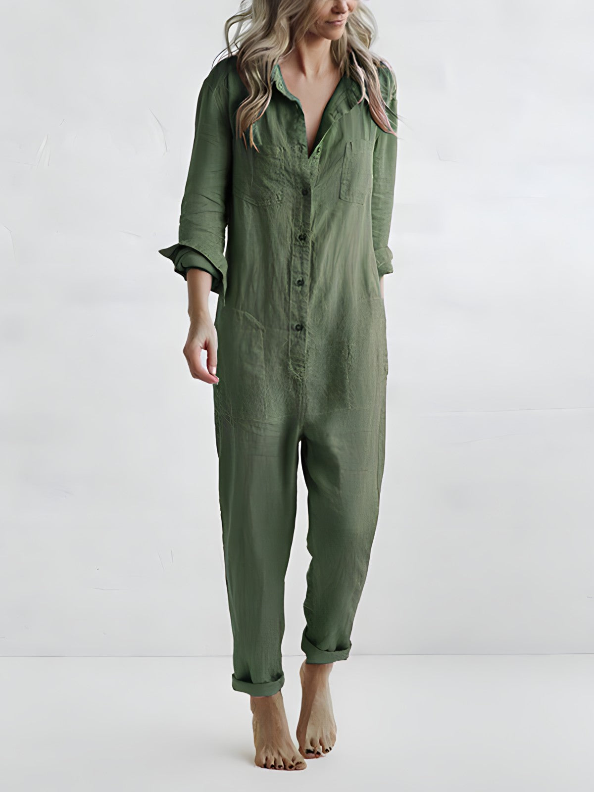Dam Jumpsuit Med Polokrage och Kokerbyxor i Polyester 6