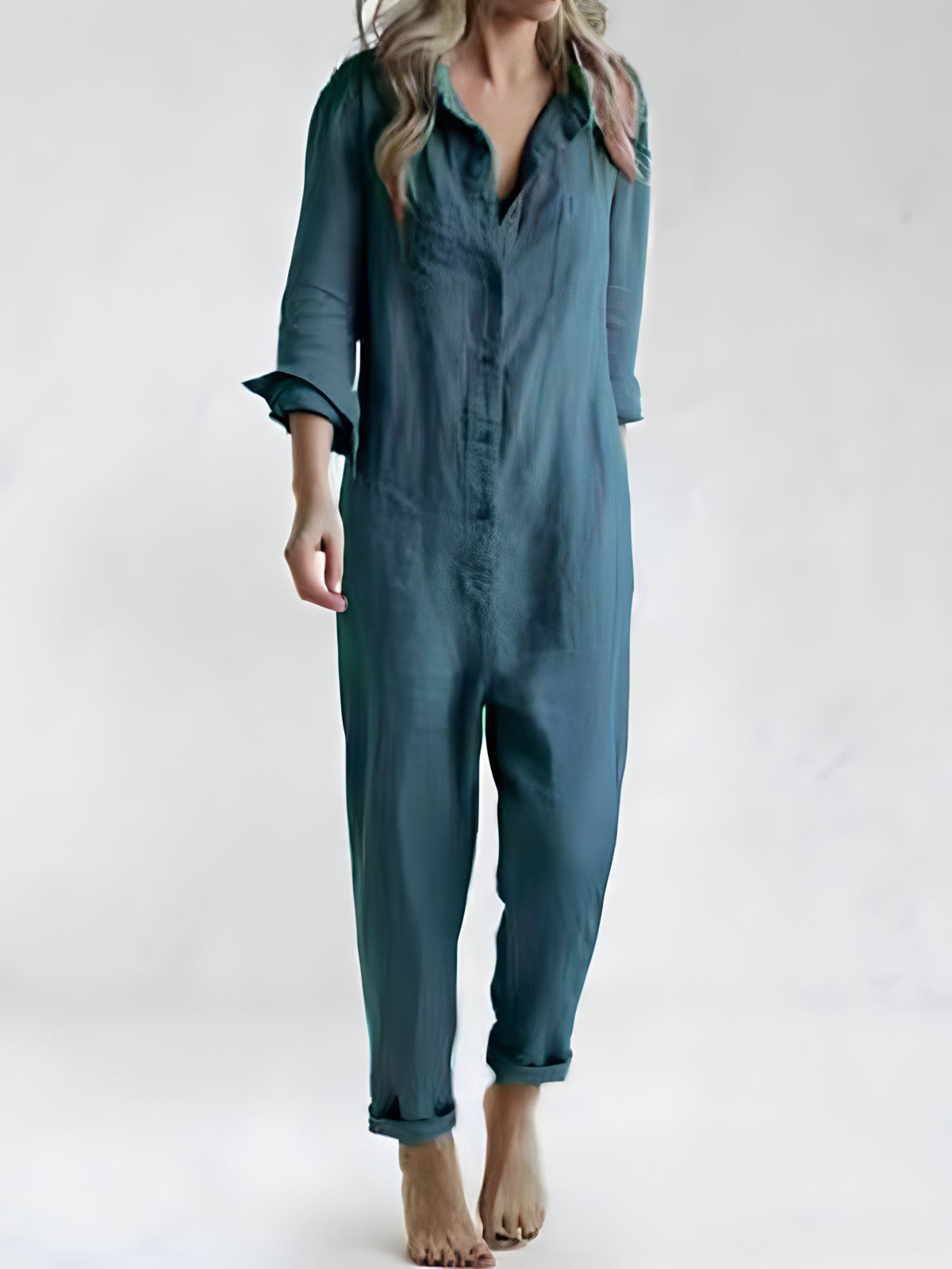 Dam Jumpsuit Med Polokrage och Kokerbyxor i Polyester 7