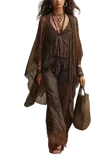 Dam Jumpsuit Tvådelad Långärmad Mönstrad 0