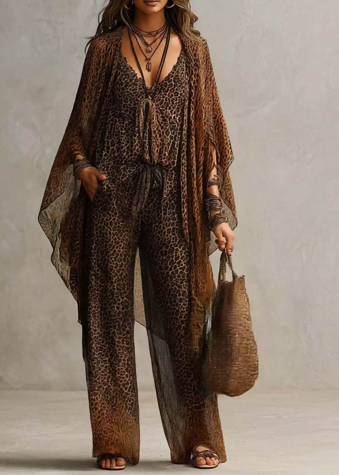Dam Jumpsuit Tvådelad Långärmad Mönstrad 1