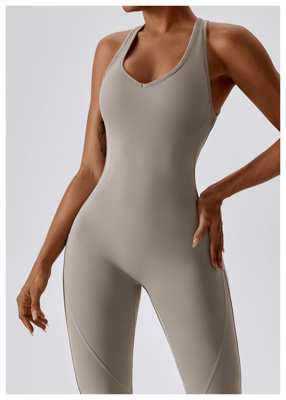 Dam Jumpsuit V-Hals Getailleerd Nylon 4
