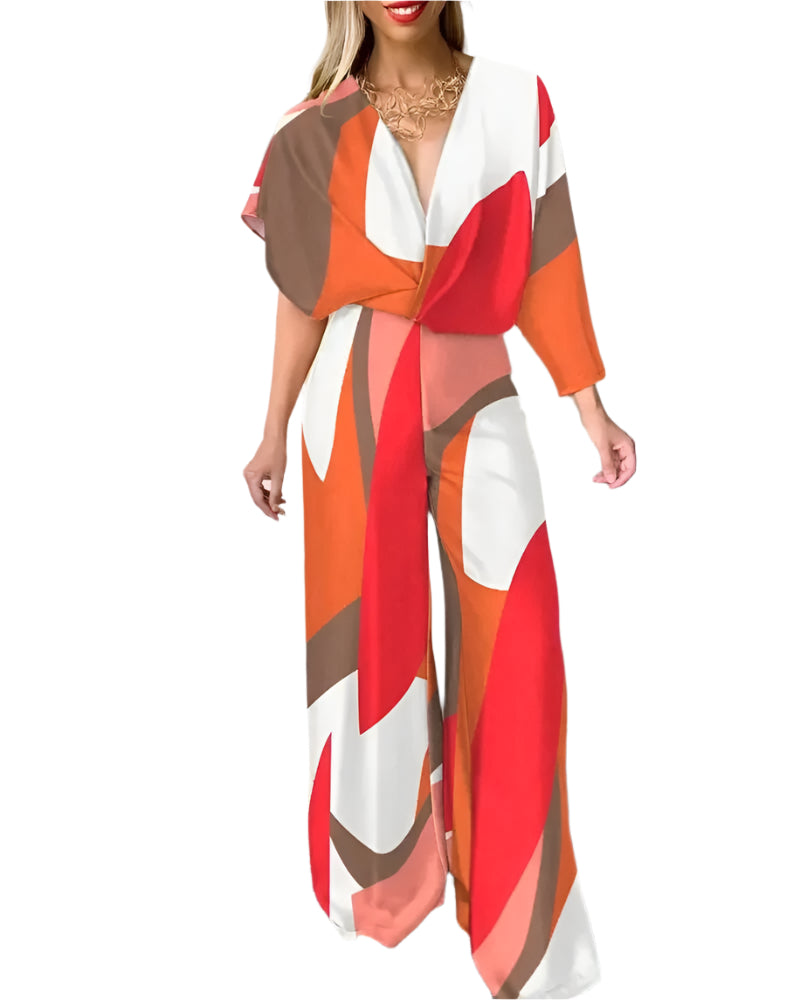 Dam Jumpsuit V-hals Vingärm Mjuk Material 0