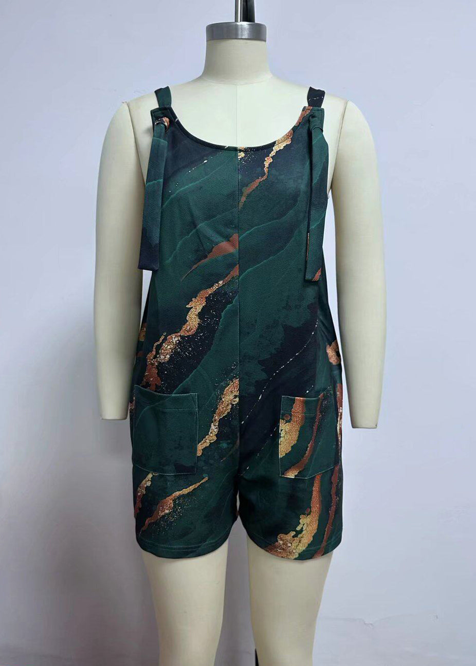 Dam Jumpsuit med O-hals och Fickor Lösa Ärmar 3