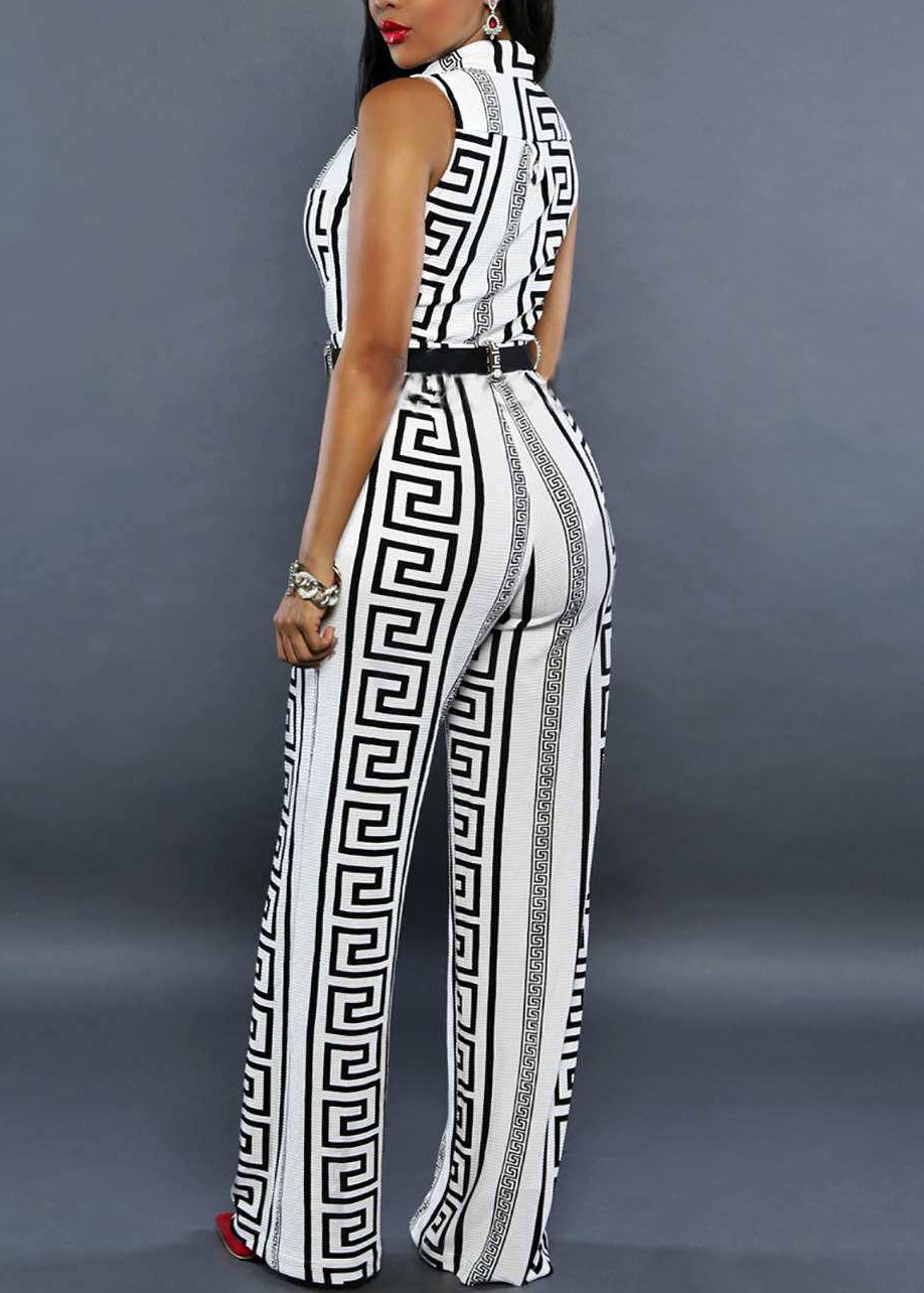 Dam Jumpsuit med Ståkrage och Tryck Modern Stil 3