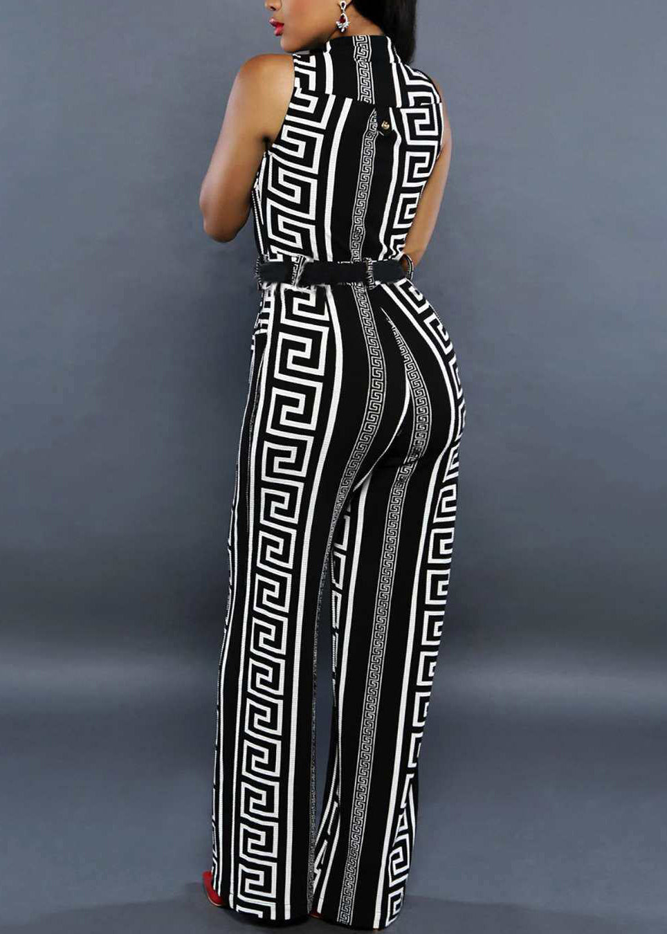 Dam Jumpsuit med Ståkrage och Tryck Modern Stil 4