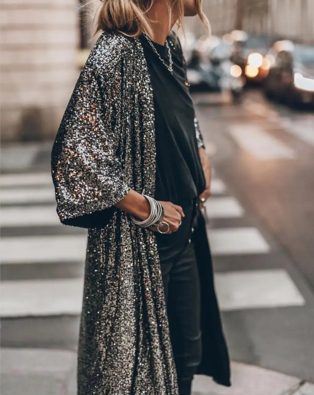 Dam Kimono med Paljetter och 3/4-ärmar 1