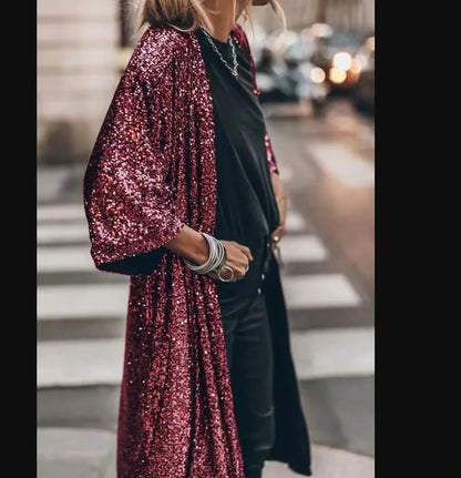 Dam Kimono med Paljetter och 3/4-ärmar 4