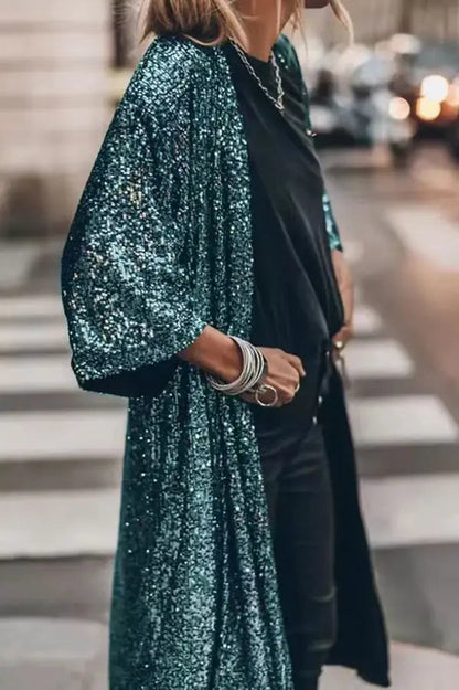 Dam Kimono med Paljetter och 3/4-ärmar 6