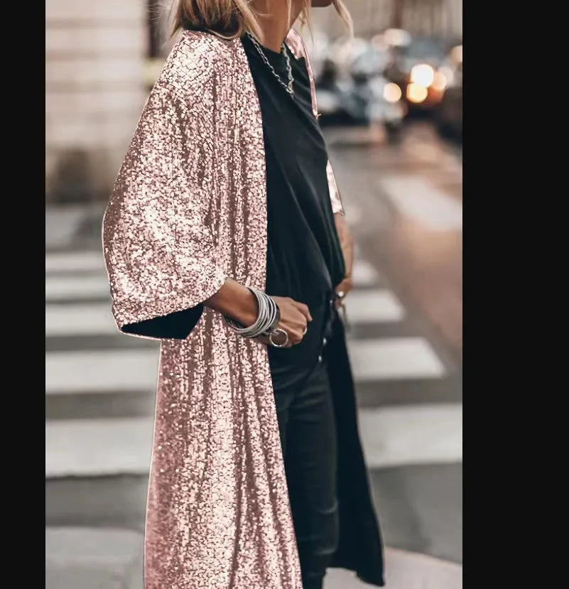 Dam Kimono med Paljetter och 3/4-ärmar 8