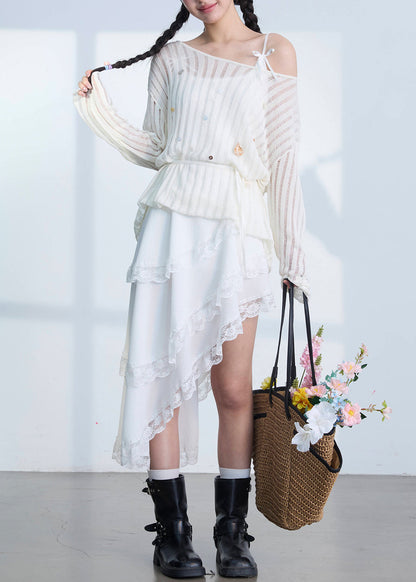 Dam Klänning Asymmetrisk Spaghetti Band Patchwork Trendig Stil 1