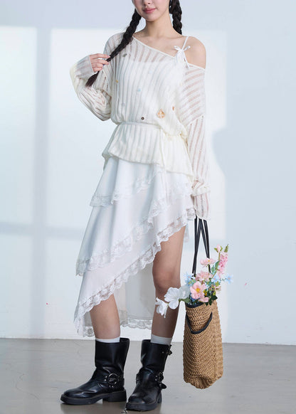 Dam Klänning Asymmetrisk Spaghetti Band Patchwork Trendig Stil 3