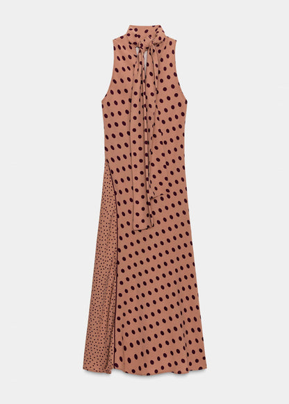 Dam Klänning Långärmad Turtleneck Patchwork Stil 4