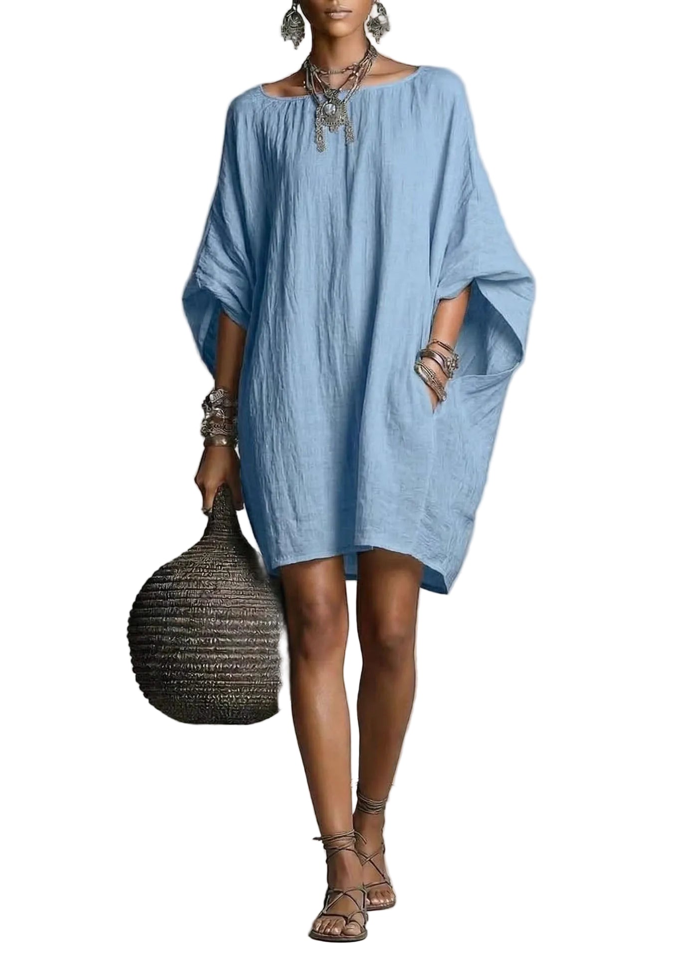 Dam Klänning Oversized Casual med Batwing-ärm 0