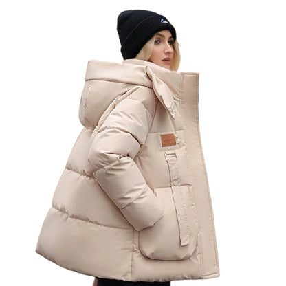 Dam Lång Vinterjacka Klassisk Design Varm Polyester-Bomull 0