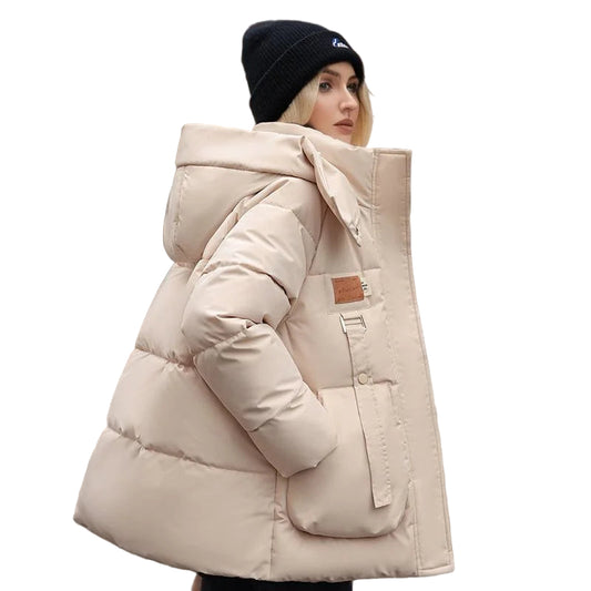 Dam Lång Vinterjacka Klassisk Design Varm Polyester-Bomull 0