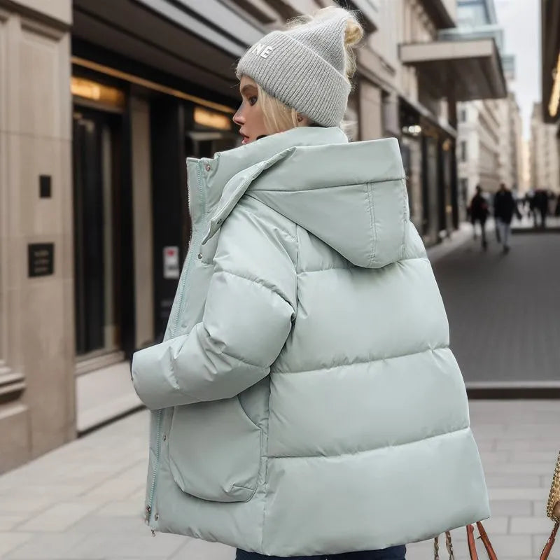 Dam Lång Vinterjacka Klassisk Design Varm Polyester-Bomull 2