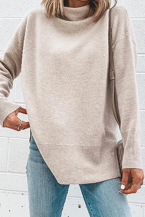 Dam Långärmad Turtleneck Tröja med Drop Shoulder 1