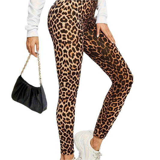 Dam Leggings med Luipaardprint och Stretchmaterial 0