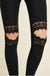 Dam Leggings med Spetsutskärningar i Borstad Design 3