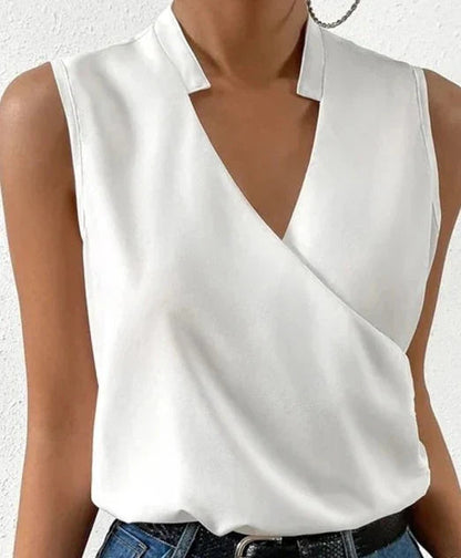 Dam Linne Ärmlöst Modern Design Cross Neckline 0