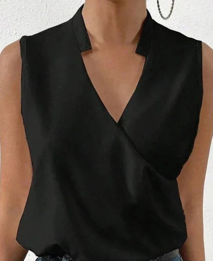 Dam Linne Ärmlöst Modern Design Cross Neckline 1