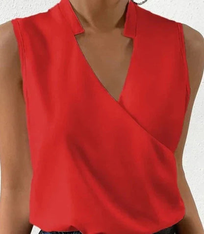 Dam Linne Ärmlöst Modern Design Cross Neckline 2
