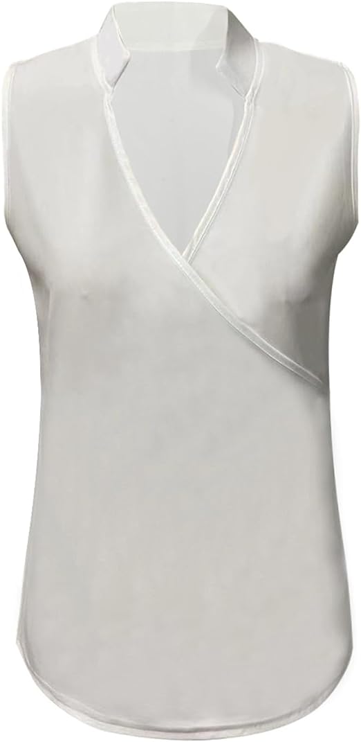Dam Linne Ärmlöst Modern Design Cross Neckline 8