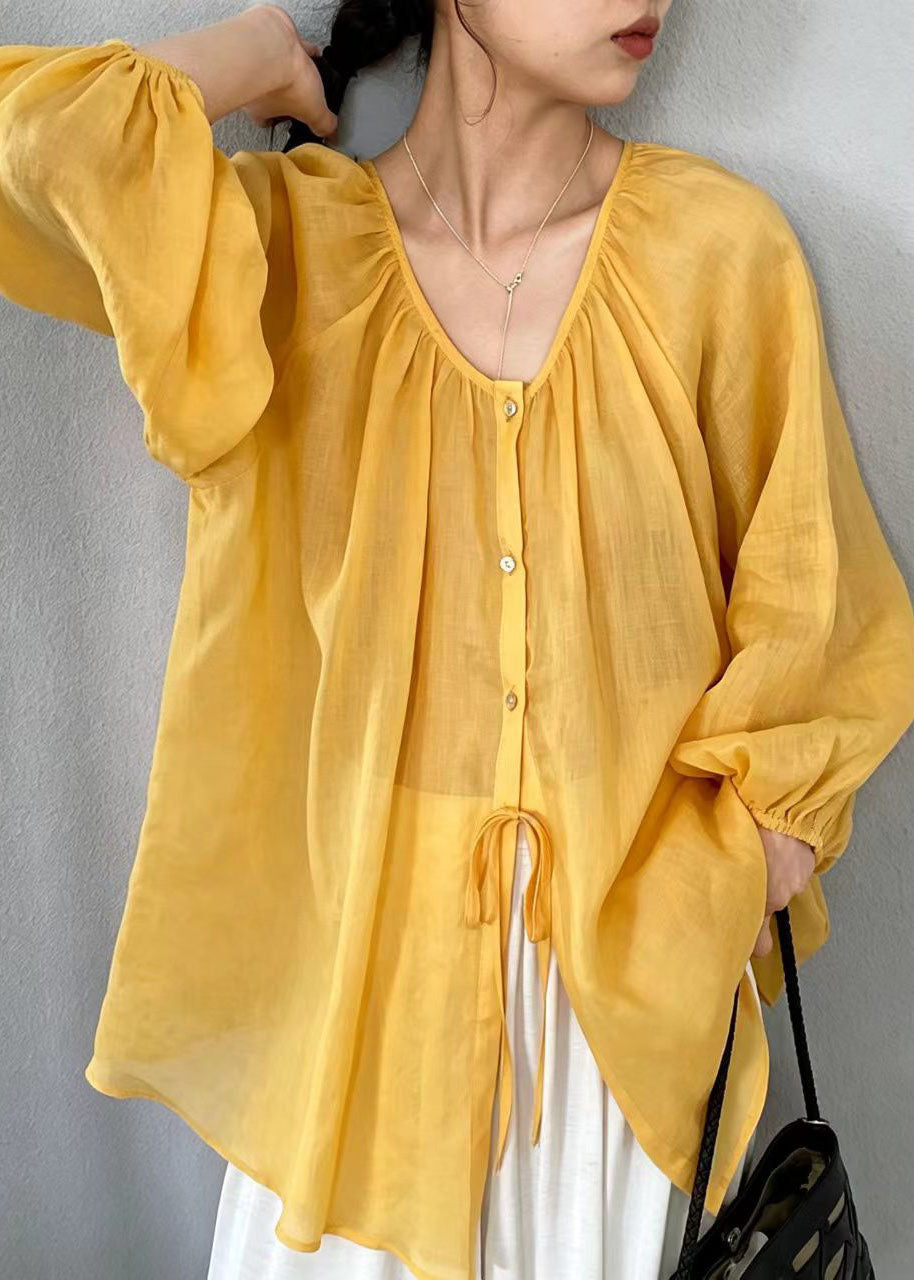 Dam Linne Blus Oversized Boho Stil 2
