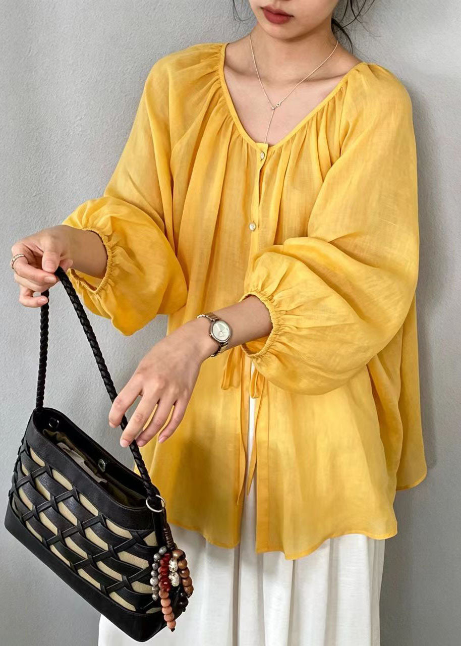 Dam Linne Blus Oversized Boho Stil 3