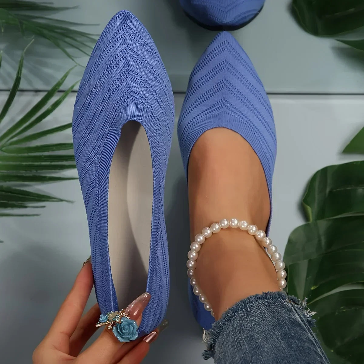 Dam Loafers Spetsad Tå Platt Skor 4