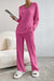 Dam Lounge Set Ribbad Stickad Mjuk Material 4
