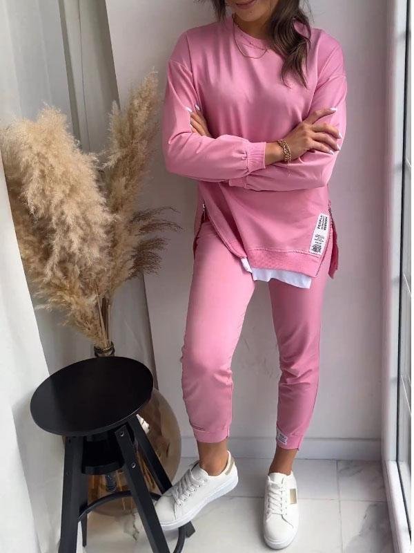 Dam Loungewear Set Bekväm Topp och Byxor 1