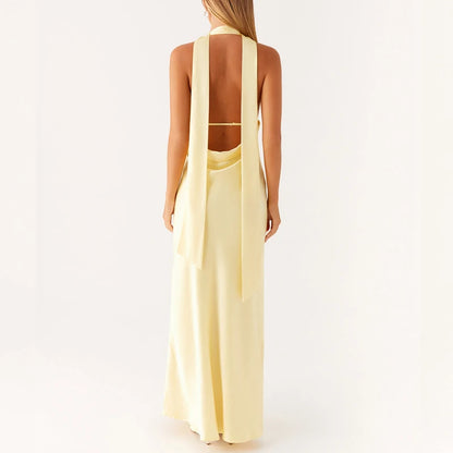 Dam Maxiklänning Boho Halter Neck Flödande Silhuett 1