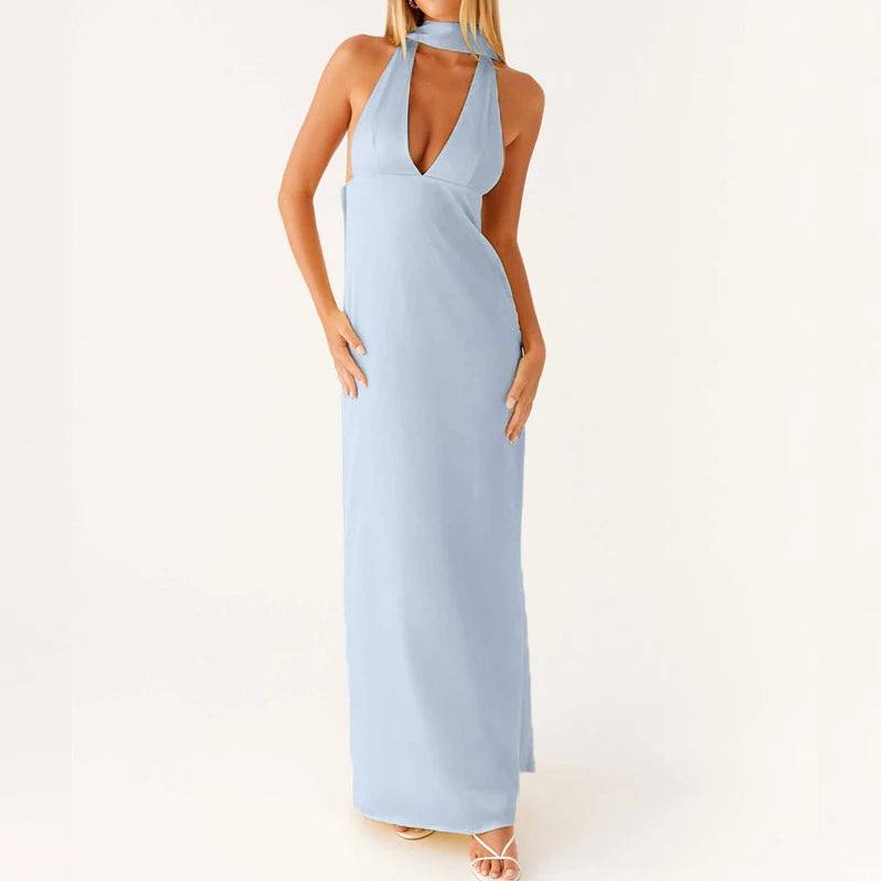 Dam Maxiklänning Boho Halter Neck Flödande Silhuett 10