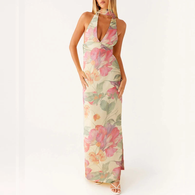 Dam Maxiklänning Boho Halter Neck Flödande Silhuett 4