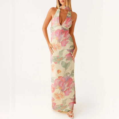 Dam Maxiklänning Boho Halter Neck Flödande Silhuett 4