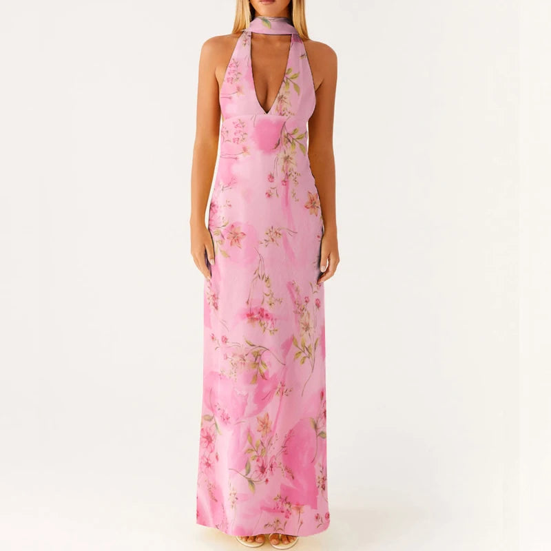 Dam Maxiklänning Boho Halter Neck Flödande Silhuett 5