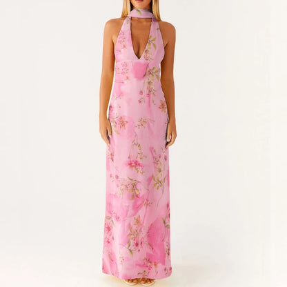 Dam Maxiklänning Boho Halter Neck Flödande Silhuett 5