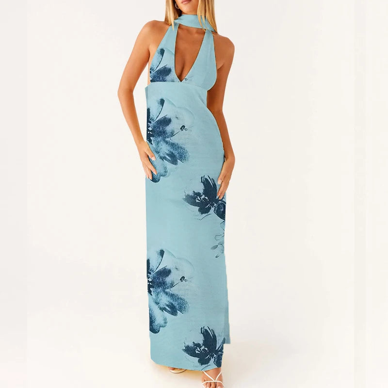 Dam Maxiklänning Boho Halter Neck Flödande Silhuett 6