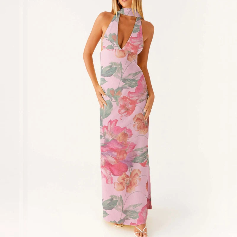 Dam Maxiklänning Boho Halter Neck Flödande Silhuett 9