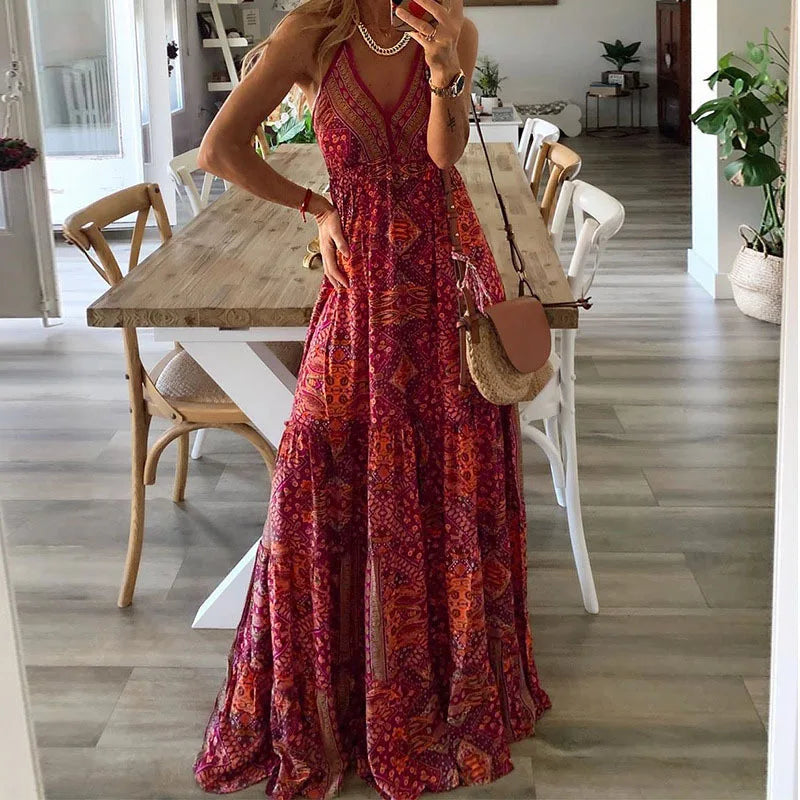 Dam Maxiklänning Boho Stil Trendig och Bekväm 3
