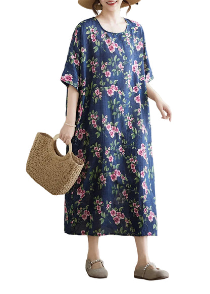 Dam Maxiklänning Med O-ringning och Mönster Plus Size 0