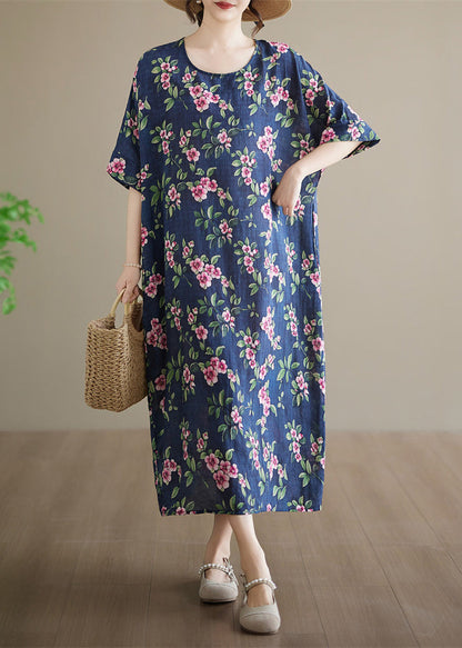 Dam Maxiklänning Med O-ringning och Mönster Plus Size 1