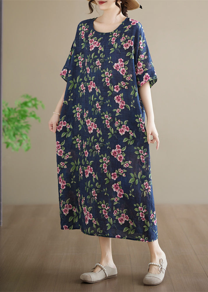 Dam Maxiklänning Med O-ringning och Mönster Plus Size 3